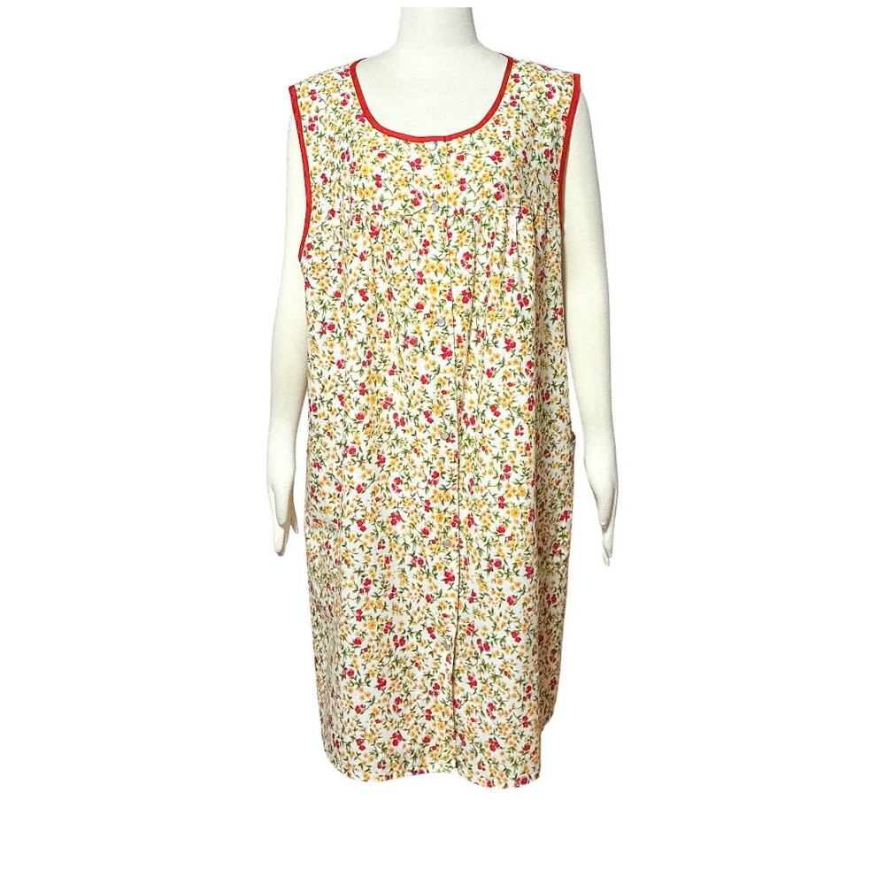 Liti Fashion Vintage Floral House Dress Snap Front Duster Lounger Coat Size 3X